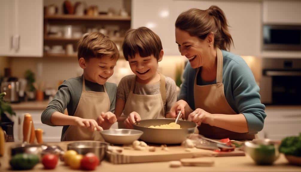 Mom applying DIRFloortime principles learned from therapy to create a joyful kitchen experience with her two boys