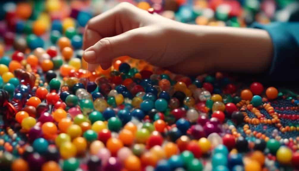 crafting with colorful beads