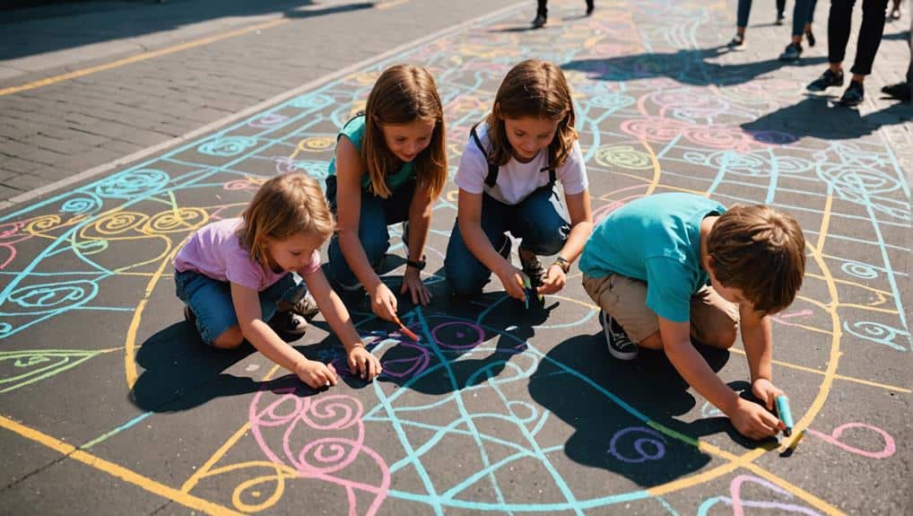 colorful drawings on pavement