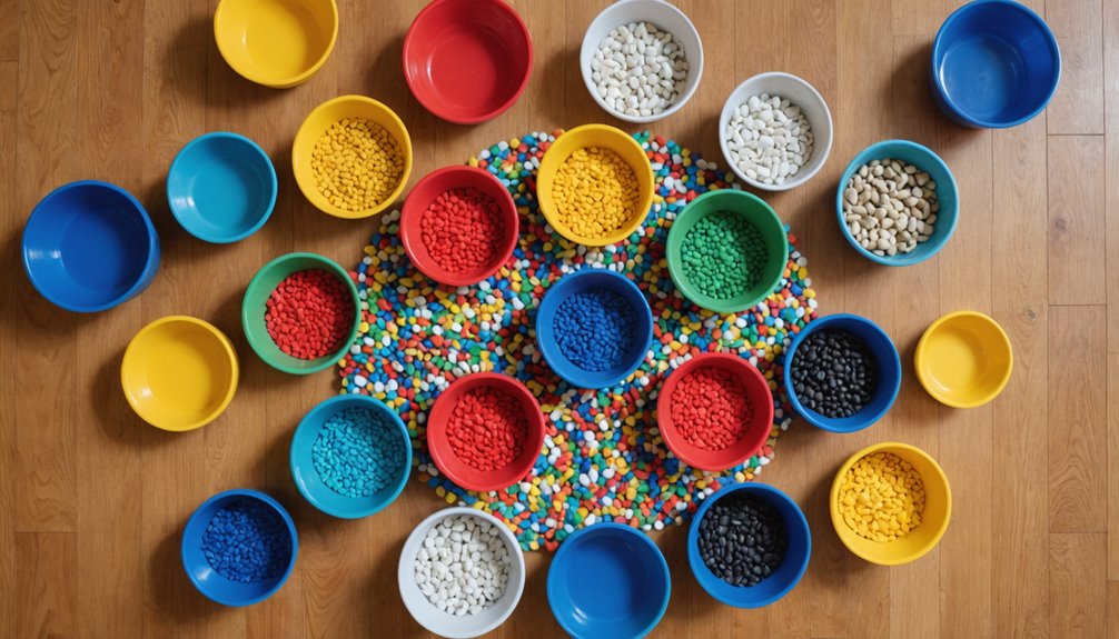 organizing pebbles by color